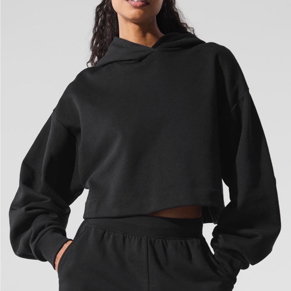 Alo Black Cropped Hoodie